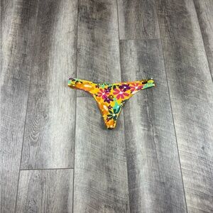 VS Yellow Floral Ribbed Thong